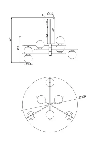 Candelabru auriu/ alb din metal cu 6 becuri Nostalgia Maytoni